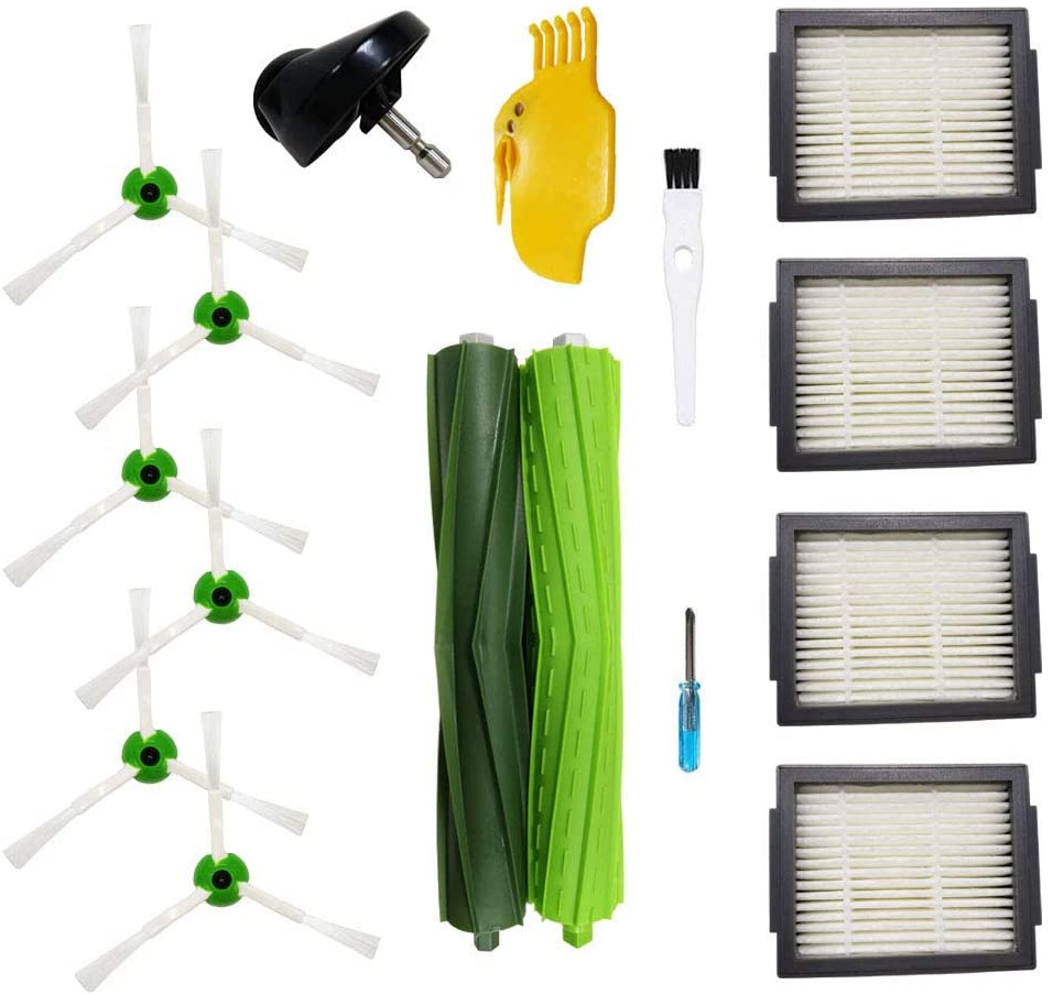 Lot De 20 Pièces Pour Roomba 205 DustCompactor - 2 Brosses Principales, 6 Latérales, 6 Serpillères, 6 Filtres HEPA - 7