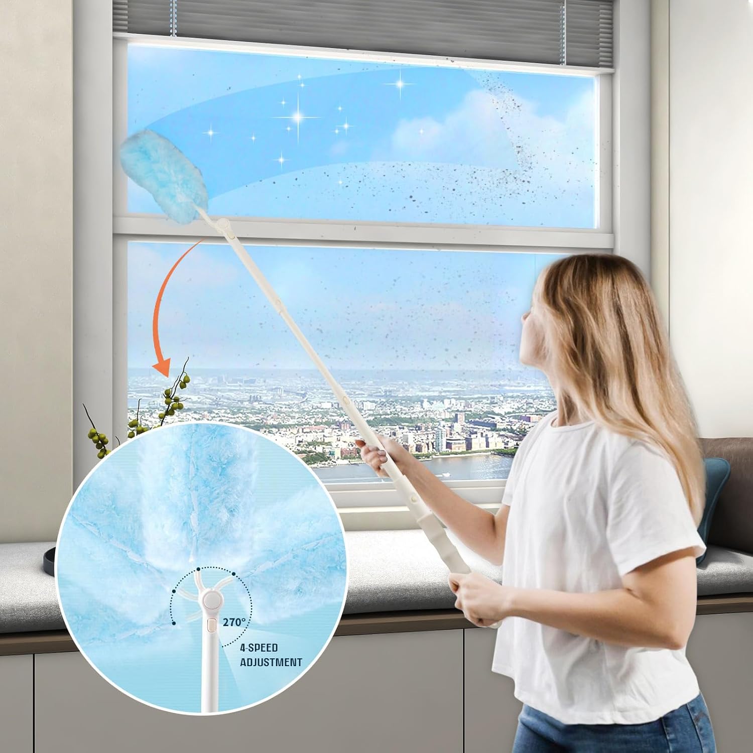 32 Pièces pour Plumeau Poussiere Recharge Kit,3D 360° pour Duster Nettoyage Recharge, avec Poignée Plumeau & Perche Télescopique - 5