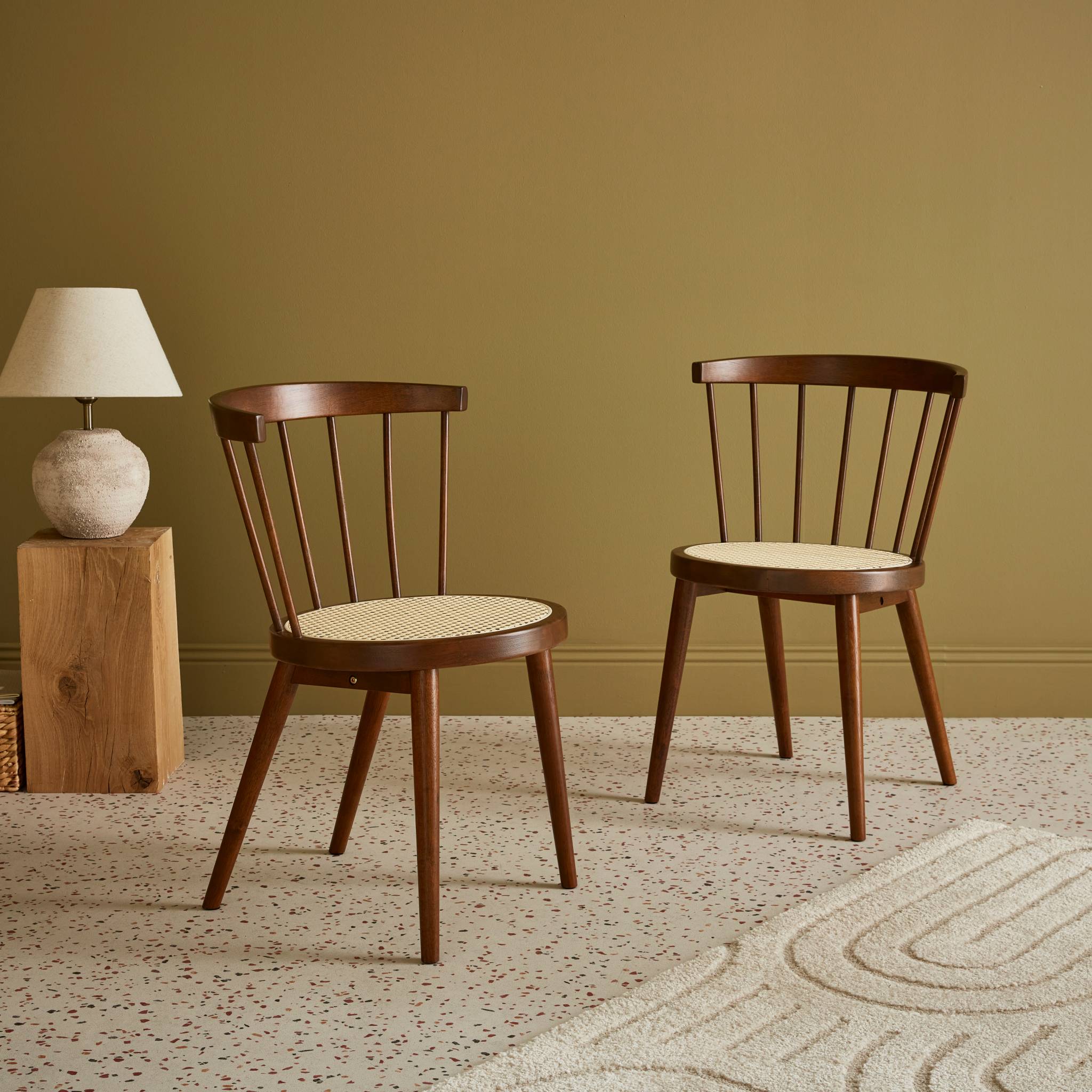 Biscottini Sedie sala da pranzo legno massello 86x42x46 cm - Sedia cucina e soggiorno in rattan - Sedie in legno da esterno e interno - Sedia rustica