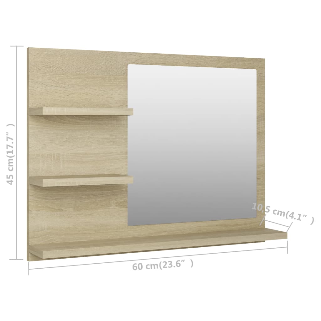 Maison Exclusive Miroir de salle de bain chêne sonoma bois d’ingénierie - 7