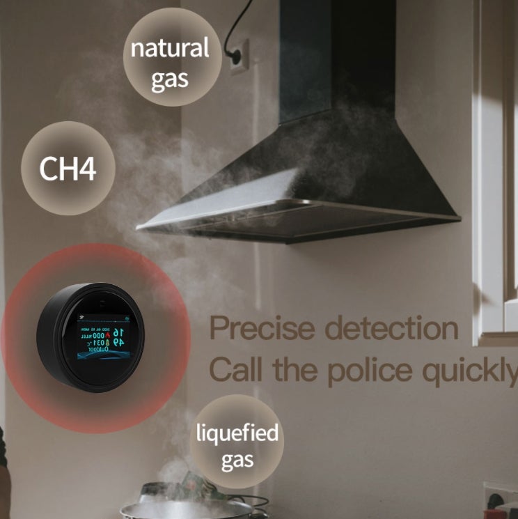 Detector de gas natural, detector inteligente de gas combustible para el hogar, negro (inglés), 90 × 23 × 20 mm - 5