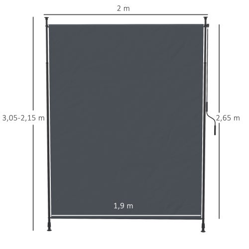 Toldo vertical 200x292 cm - Techo retráctil de aluminio gris para terraza - 3