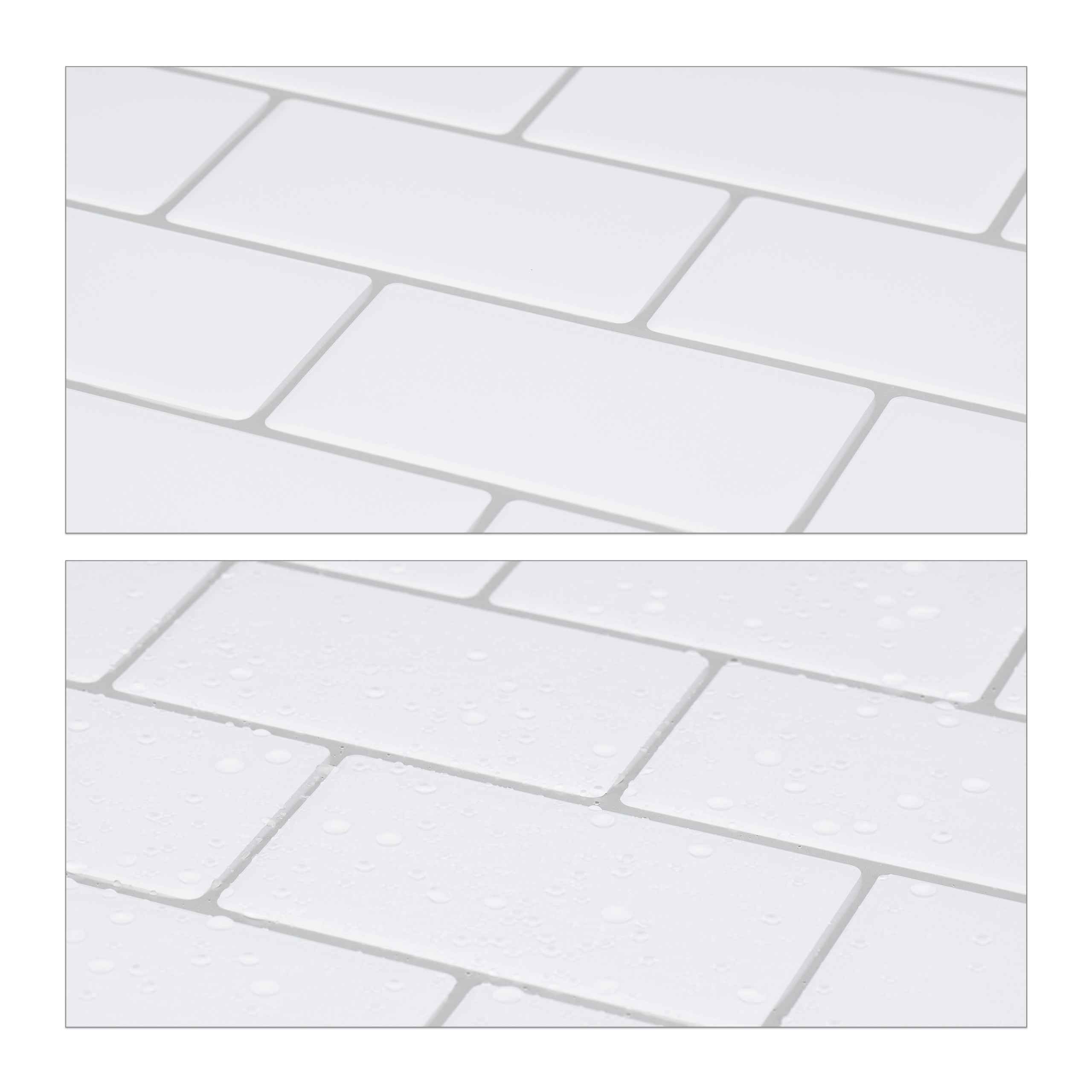 Set da 10 Piastrelle Autoadesive, per Bagno e Cucina, HL 30,5x30,5cm, Effetto Subway, Impermeabili, Bianco, Relaxdays - 7