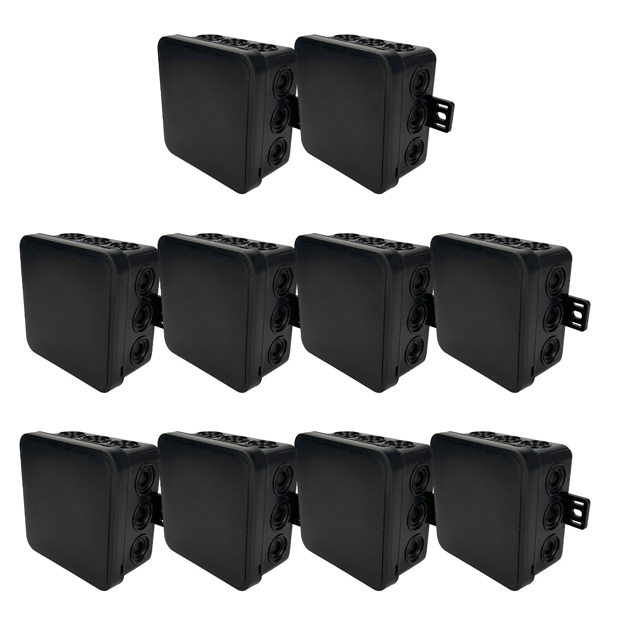 Puszka natynkowa hermetyczna elastyczna 100x100x41mm 12-wlotowa, zamknięcie "na klik" IP54 czarna EDO 10 szt