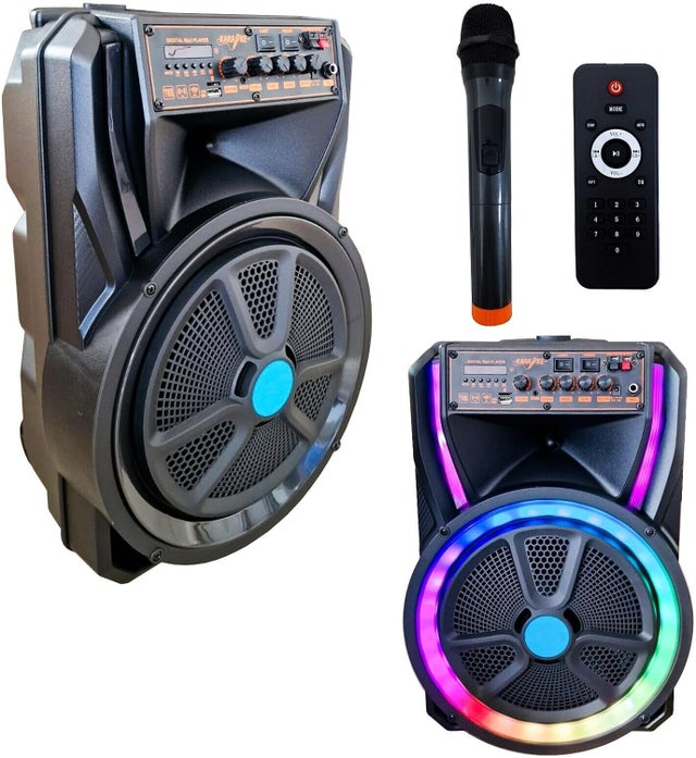 KAMINIO Altoparlante scoppiettante MORITZ - Potente cassa acustica con suoni di fuoco del camino, Bluetooth, AUX, microfono, batteria - Argento | Leroy Merlin