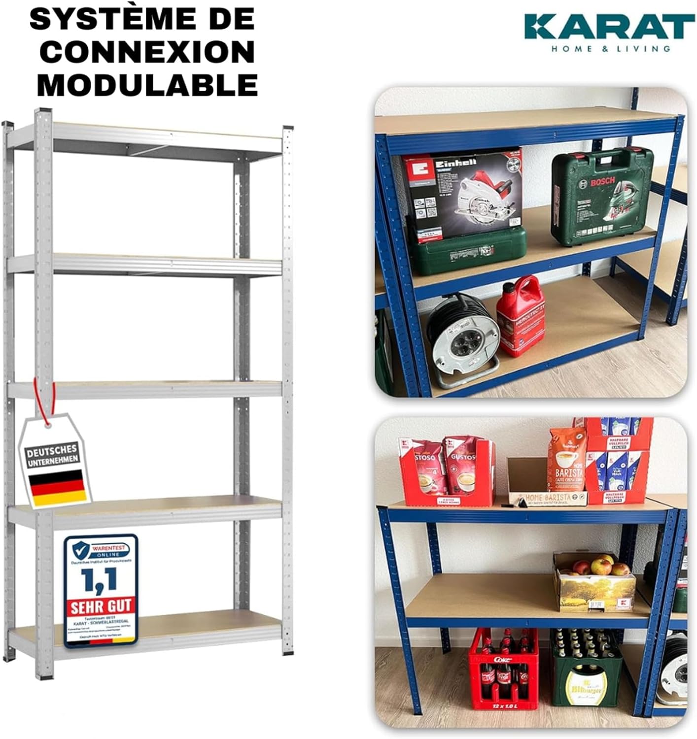 2 X Rayonnages pour charges lourdes, 200 x 100 x 50 cm, Galvanisé, Capacité de charge max :&nbsp; 875 kg - 4