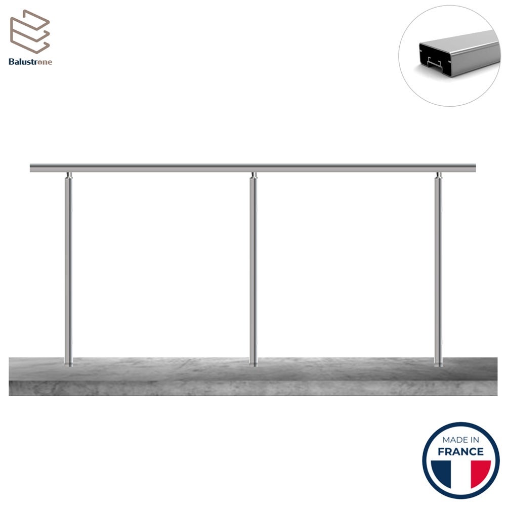 Rampe garde-corps aluminium carré 2m pose à sceller au sol, PRISTINA, en kit - 2