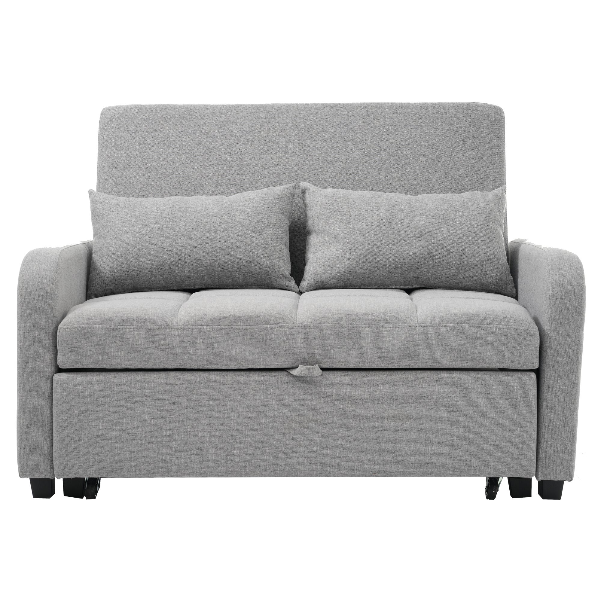 Canapé convertible 127x75x94 cm - Canapé dossier réglable - Avec 2 coussins - Gris foncé - 5