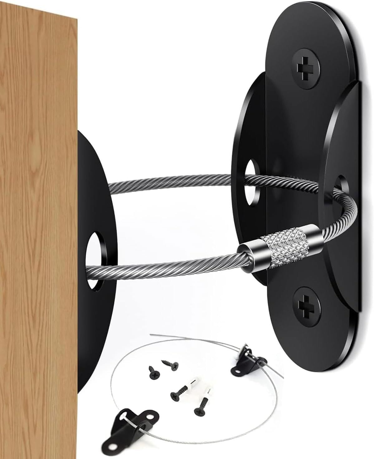 Kit Antiribaltamento Per Mobili - 6 Cinghie Di Sicurezza In Acciaio Con Staffe Metalliche, Fissaggio A Parete Anti Caduta Per Comò, Armadi E Librerie - Proteggi Bambini E Animali - 4