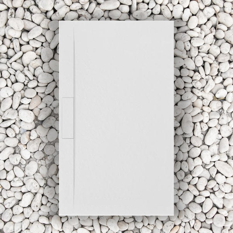 Brodzik Vulcano Line 120x90 cm, biały, z żywicy i proszku marmurowego, z boczną kratką z żywicy marmurowej - FRASCIO