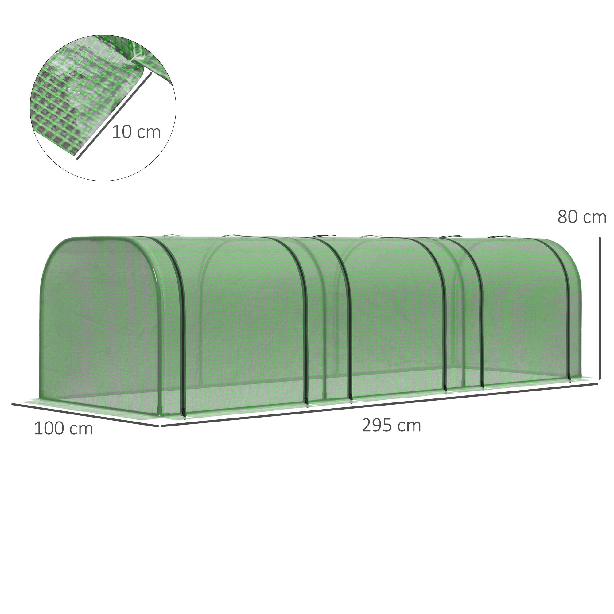 Serra in alluminio, tre porte avvolgibili, copertura resistente, struttura in acciaio, verde, 2,95 x 1 x 0,8 m - 4