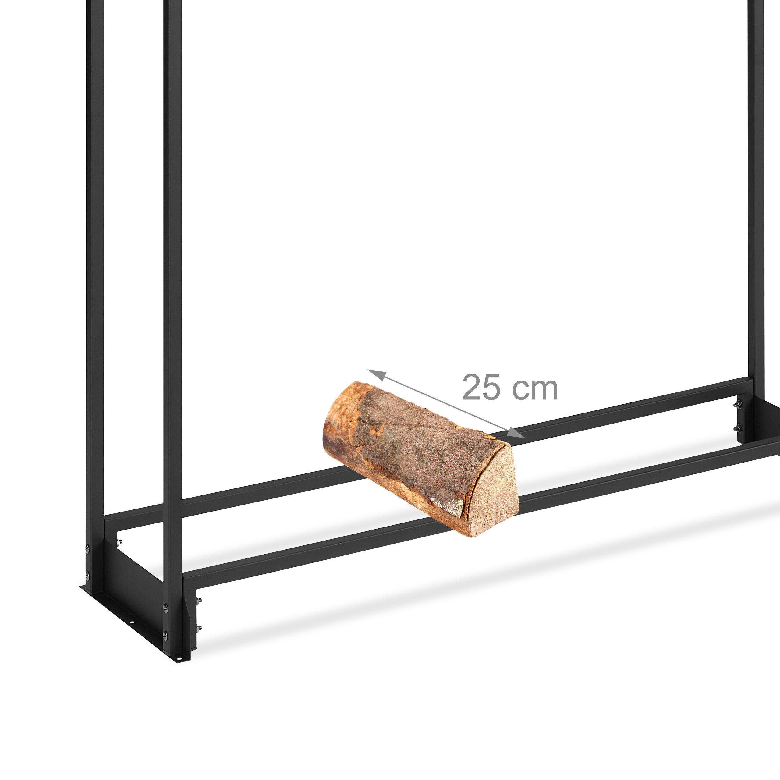 Range-bûches en fer avec housse pour bûches dès 25 cm, 110 x 110 x 29 cm, noir, taille M, Relaxdays - 6