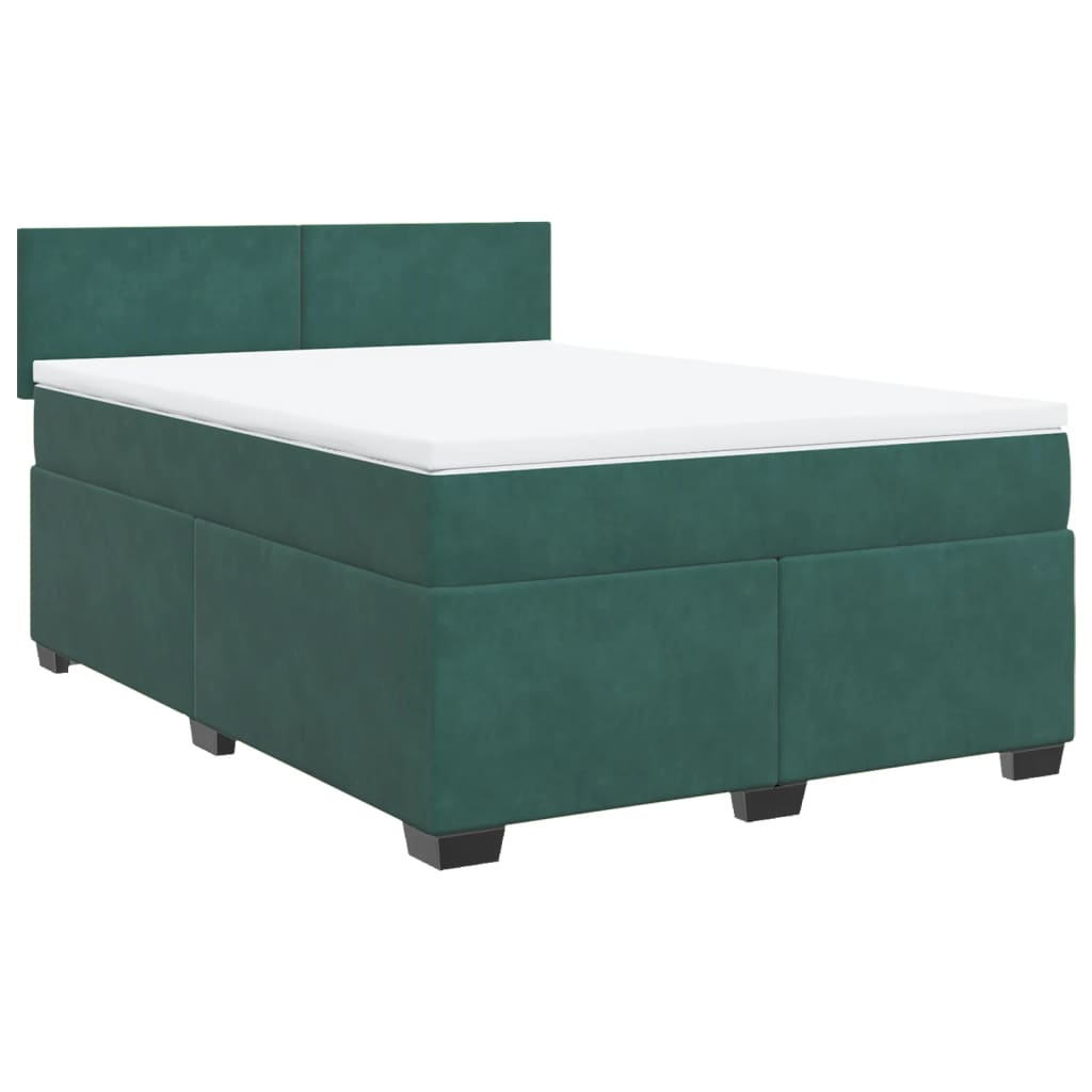 Cama box spring con colchón terciopelo verde oscuro 140x200 cm | Leroy ...