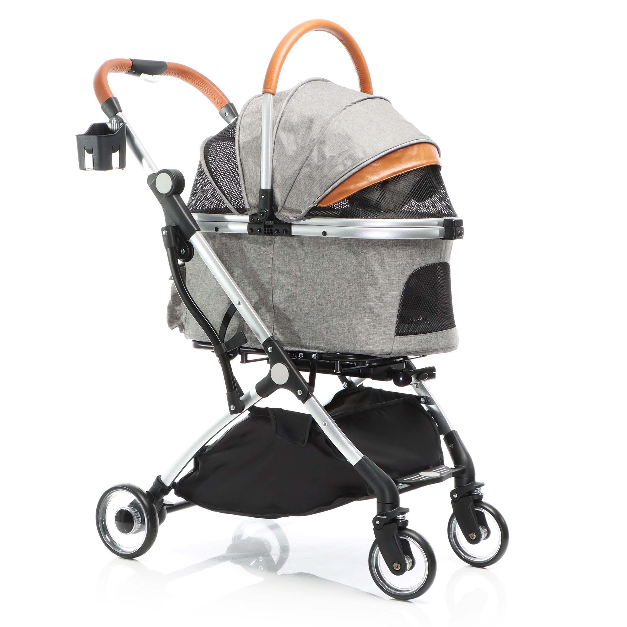 PASSEGGINO PER CANI PAWHUT 2 IN 1 - Pieghevole, Convertibile In Trasportino, Con Cuscino E Guinzagli - Foto 11