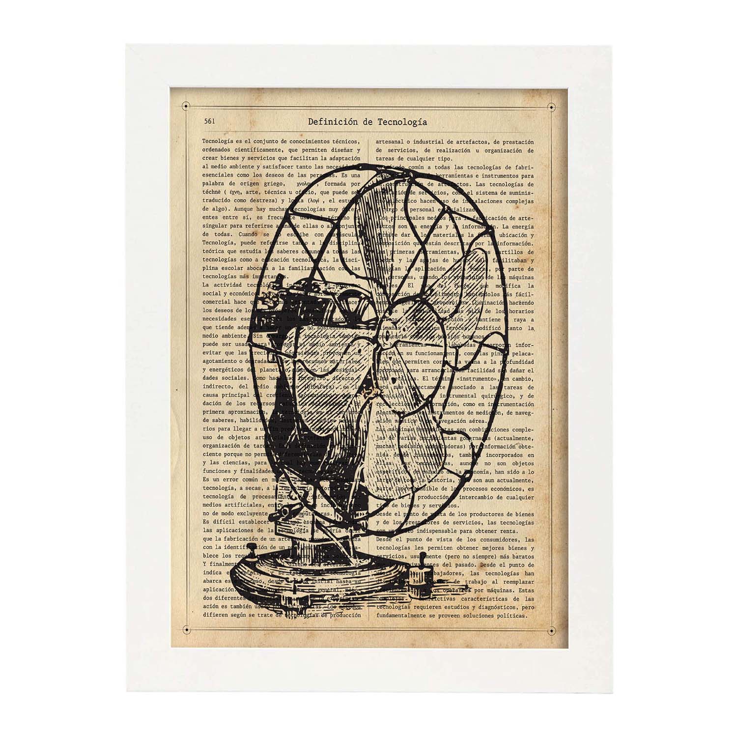 Affiches D'objets Vintage Laminer De Ventilateur Vintage Avec Des Images D'objets Vintage Avec Des Définitions En Espagnol Cadre Noir A3 - 2