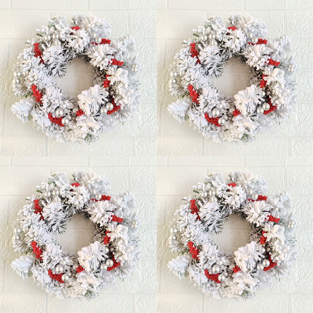 Coroas de velas natalinas, arranjo de mesa com frutinhas artificiais de 28 cm, guirlanda branca para decoração de mesa, porta de entrada de inverno. - 2