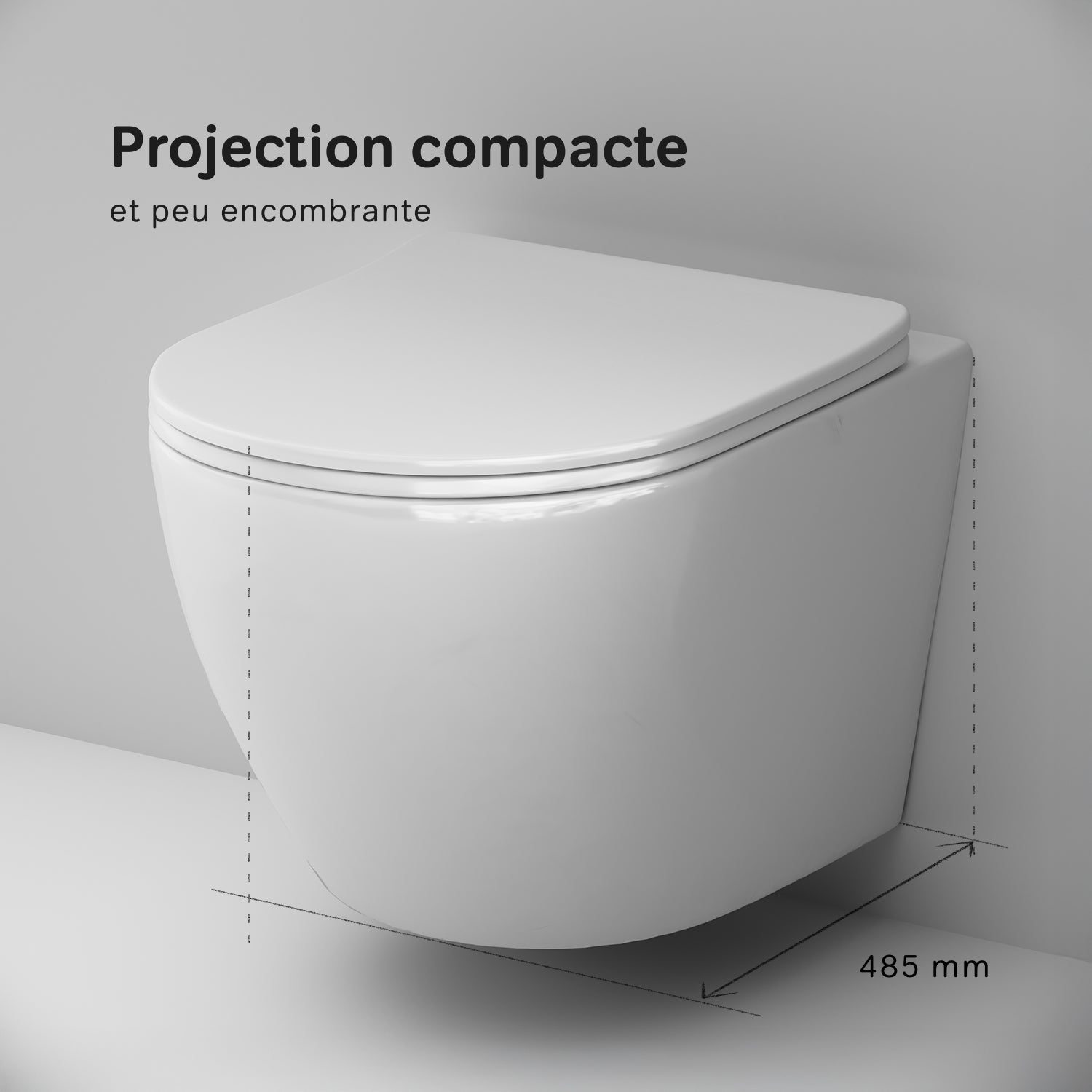 WC Suspendu en céramique sans bride Cuvette Toilette WC suspendu sans bord AquaSpin abattant amovible frein de chute Softclosing, Blanc AM.PM Like - 9