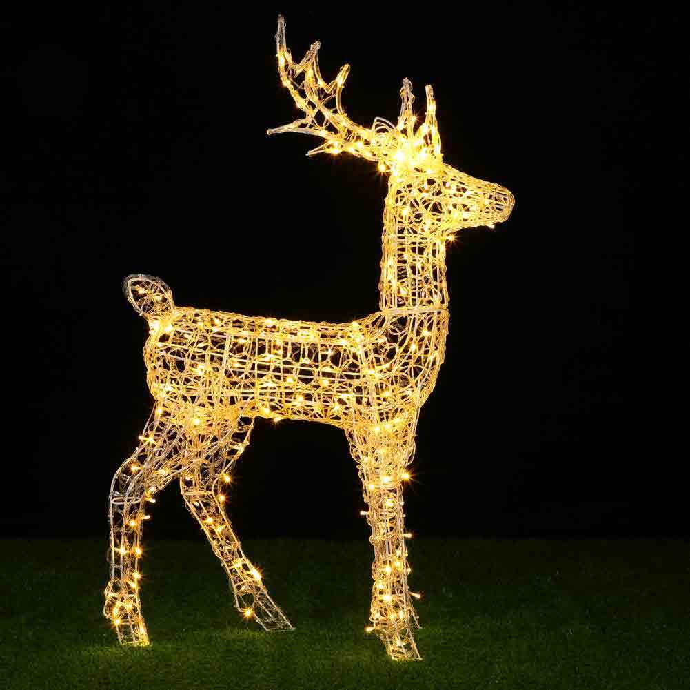 Marco Paul Renna Natalizia In Rattan Con 80 LED Bianchi | Decorazione Luminosa Autoportante | Timer 4/20 Ore Batterie AA - 2