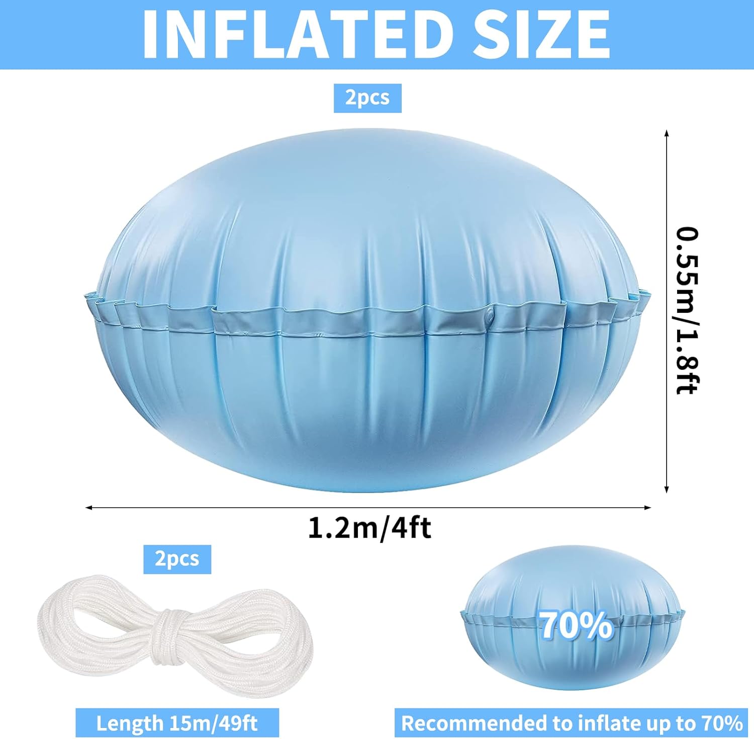 Coussin D'hiver Pour Piscine Hors-sol 3m - Protection Anti-gel - Gonflable Avec Corde Et Rustines
