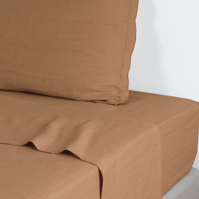 Drap plat 240x300 lin lavé caramel