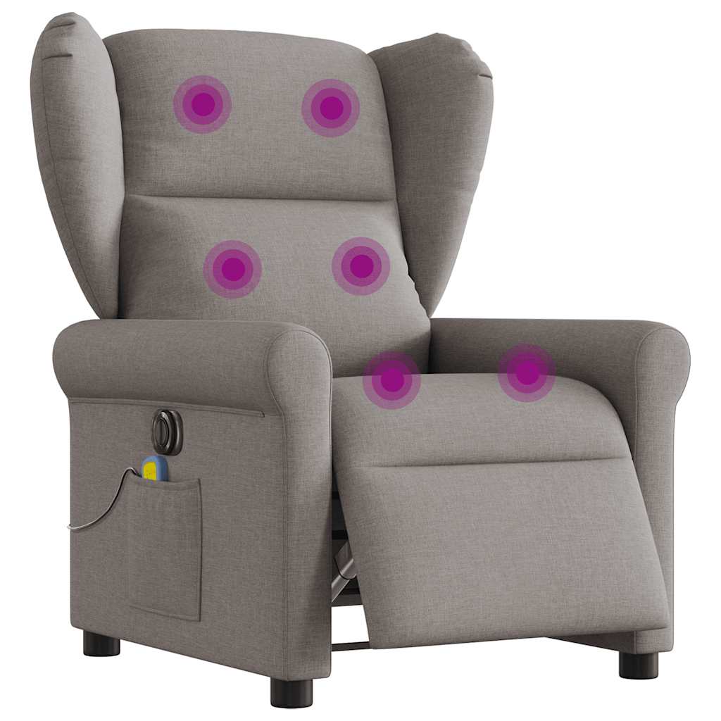 Fauteuil de massage | Fauteuil de relaxation | Chaise de relaxation inclinable électrique Taupe Tissu CFW834685 - 2