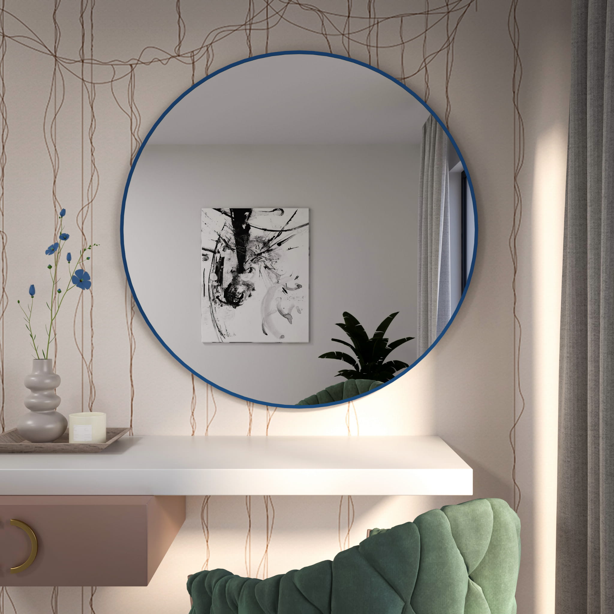 Lustro Baltica Colors Round fi 70 ramka niebieska
