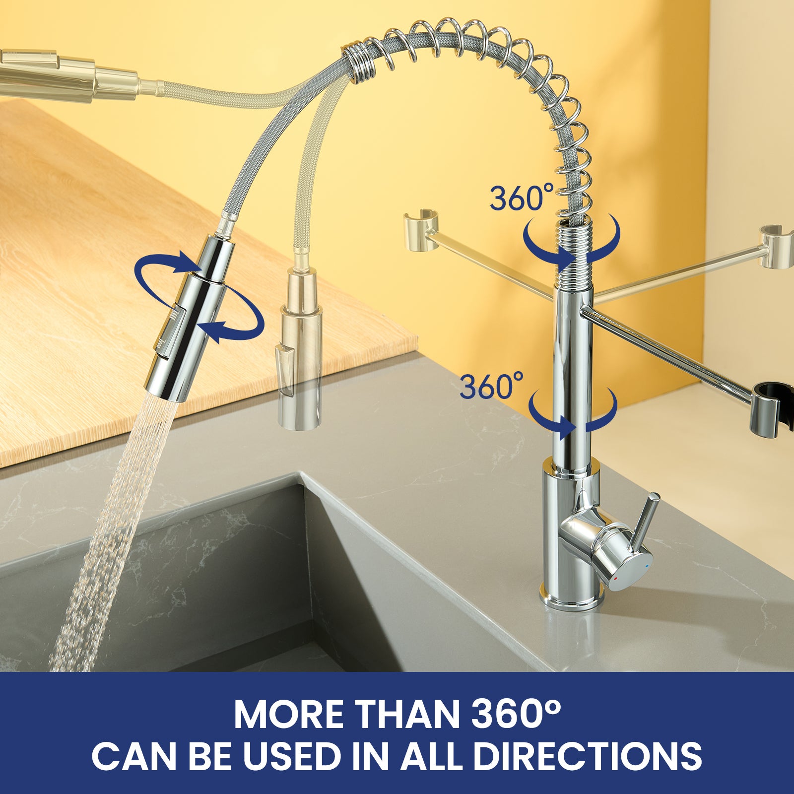 Cecipa Max Robinet Cuisine avec Douchette Extractible Chromé, Mitigeur Cuisine avec 2 Jets, Robinet évier avec douchette - 2