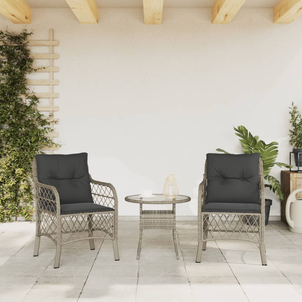 Fauteuils de jardin avec coussins 2 pcs rotin synthétique gris - COMFORTXL - 3