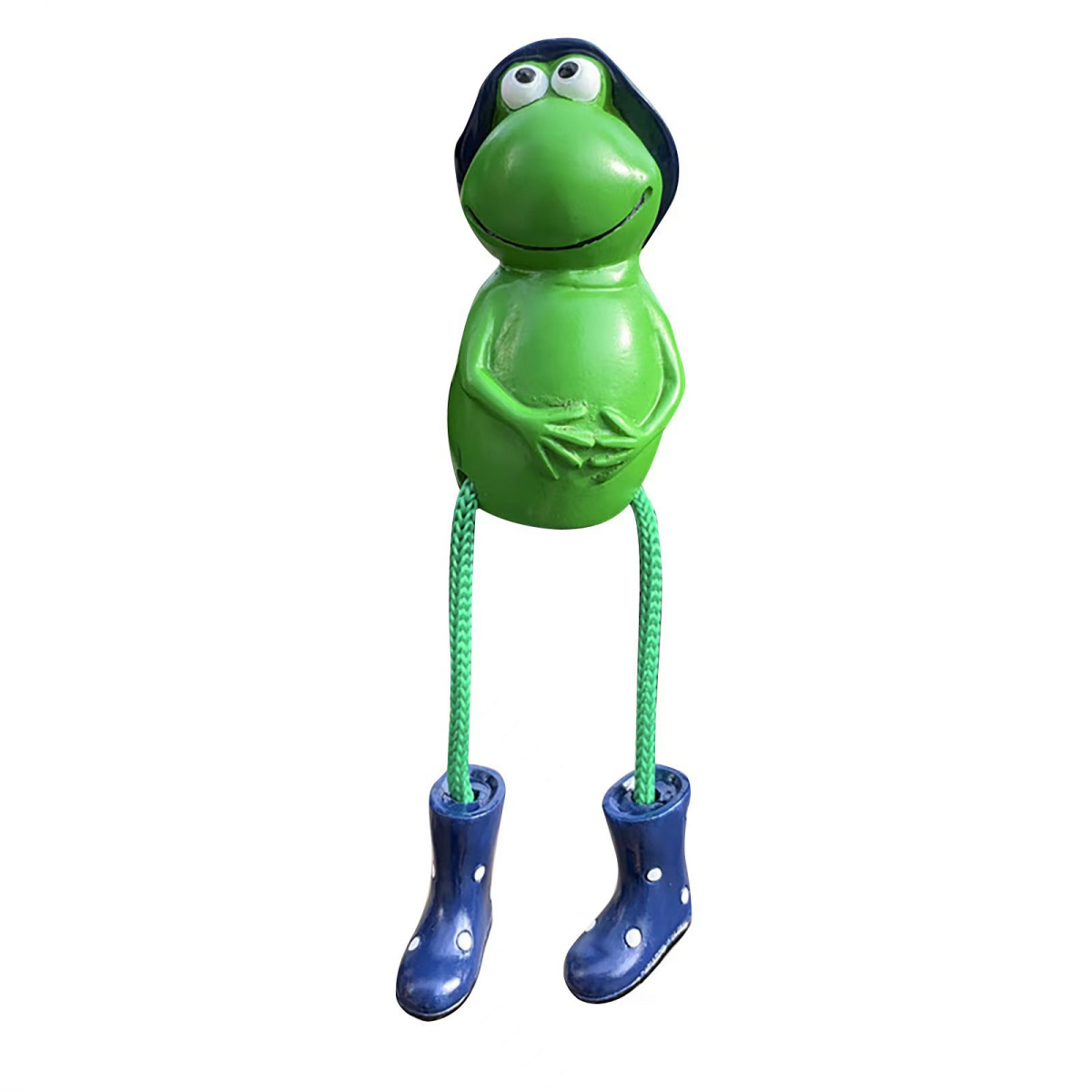 Figurka z żywicy przedstawiająca siedzącą żabę do kolekcjonowania, dekoracja stołu z siedzącą żabą, piękna statua dekoracyjna do domu, niebieska