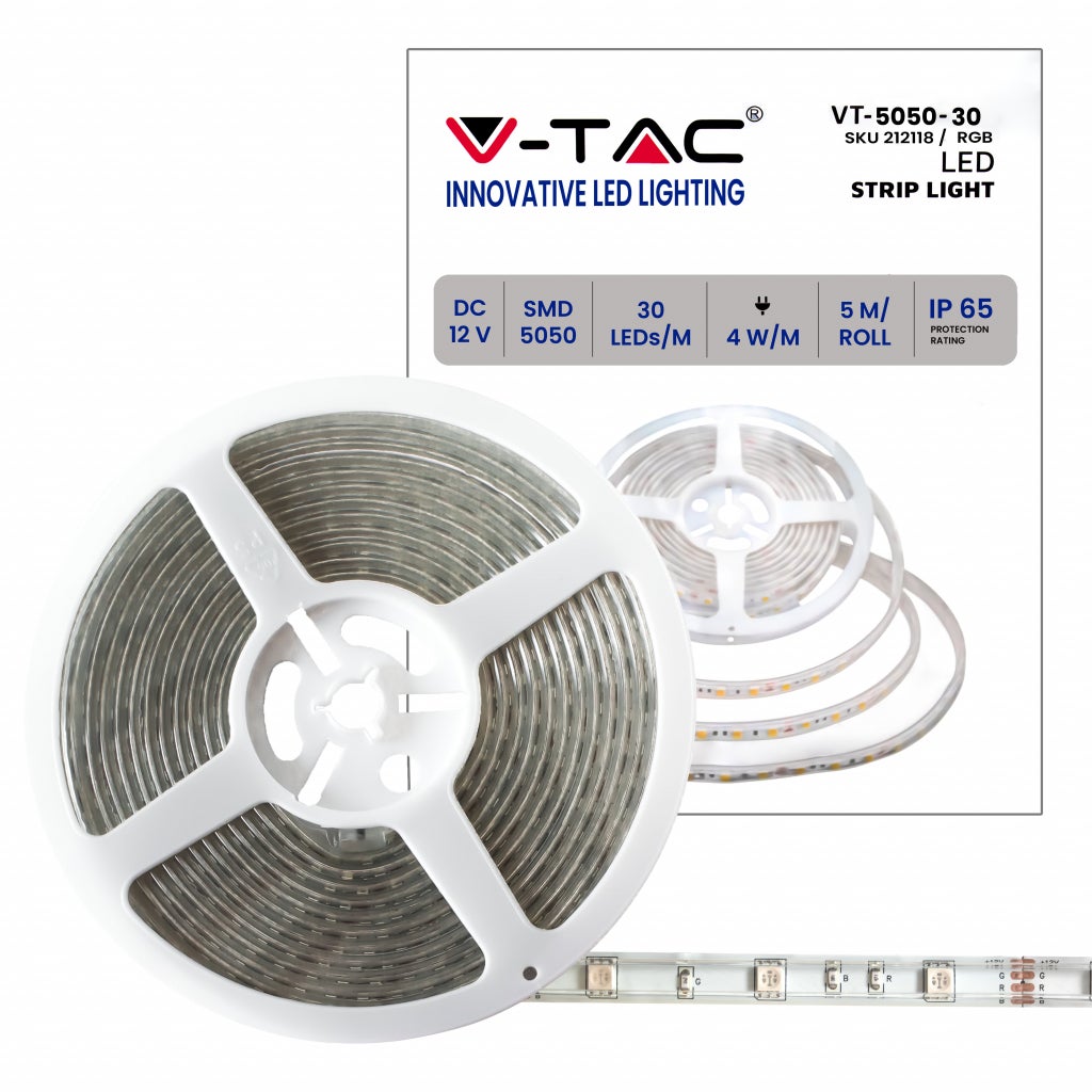 Taśma LED SMD5050 3,5W/m 5m 30 LED/m RGB 12V IP65 10mm