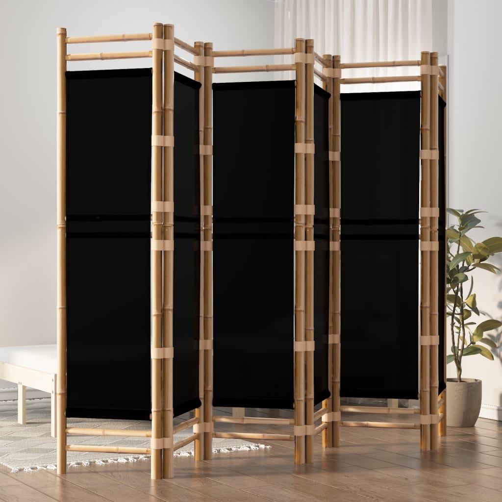 HOMCOM Biombo De 4 Piezas De Bambú Biombo Separador De Ambientes