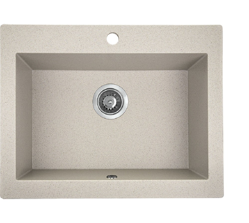 Fregadero redondo de granito beige komodo, 1 seno, 49x58