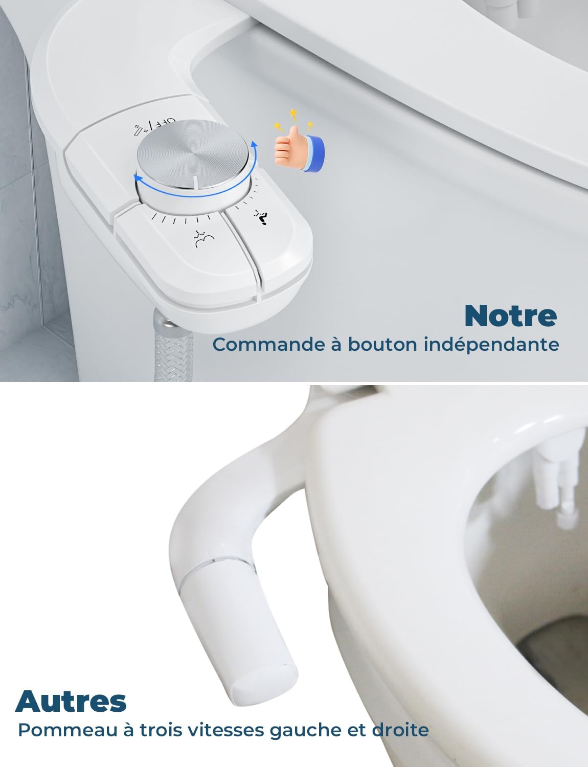 Inodoro japonés con bidet, sin electricidad, con dos boquillas retráctiles, fácil de instalar, autolimpiante, con presión de agua regulable. - 5