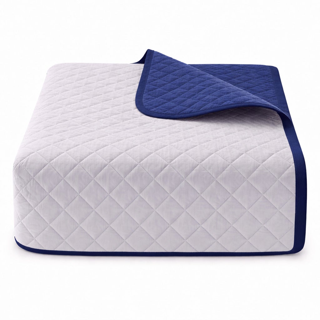 Colcha Bicolor Reversible Azul/Gris Cama 180cm Donegal Collections - 4