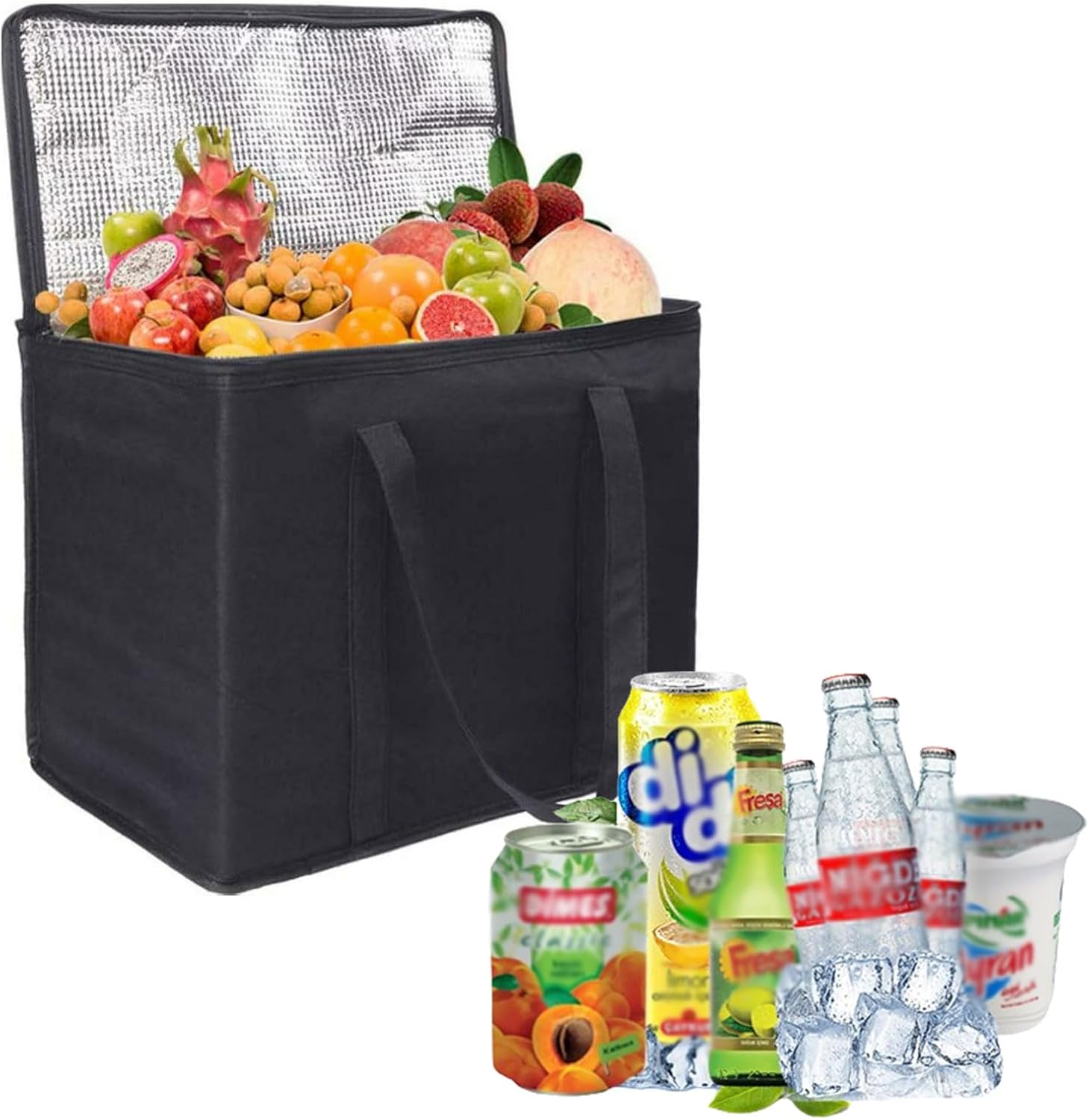 Duża, składana torba termiczna/torba termiczna o pojemności 40 l na zakupy, pikniki, kemping, plażę i podróże