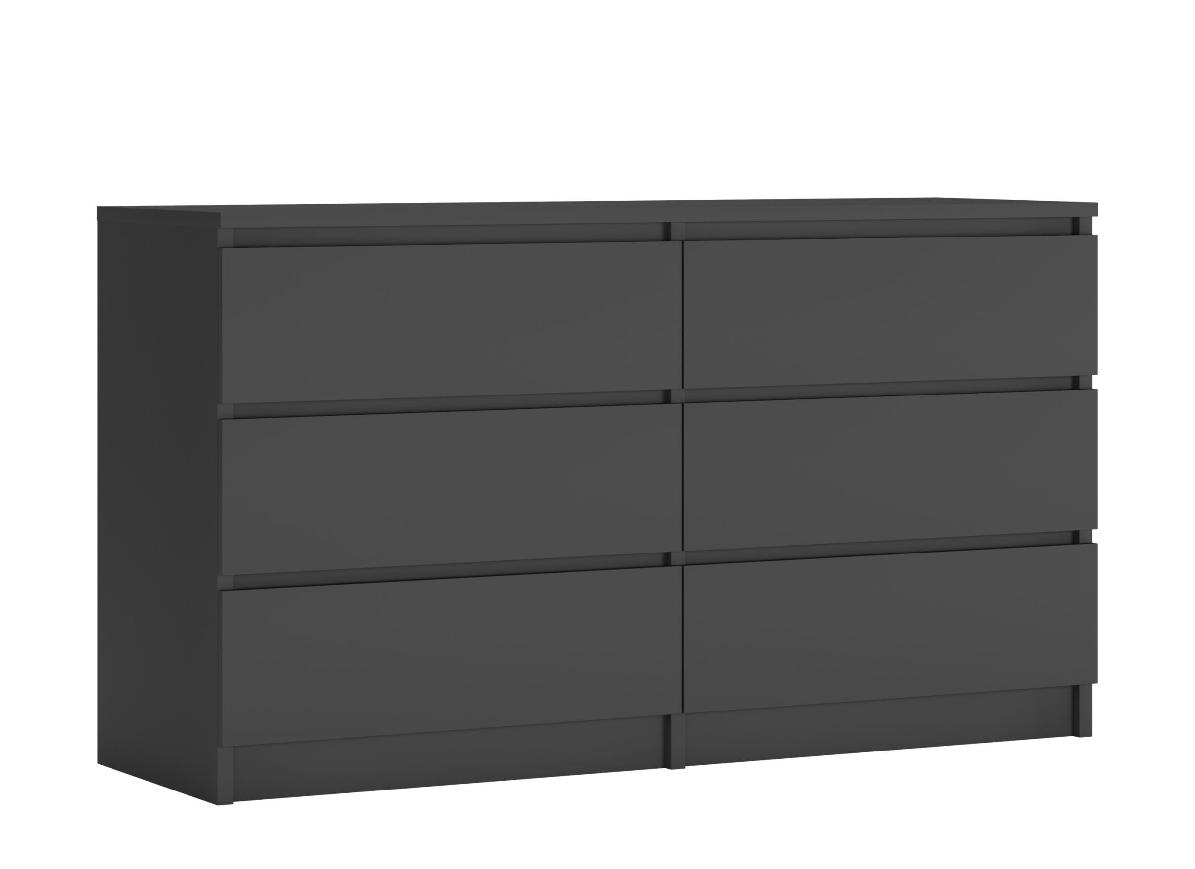 Komoda : 6 szuflad, Antracyt, 138 x 78 x 39 cm