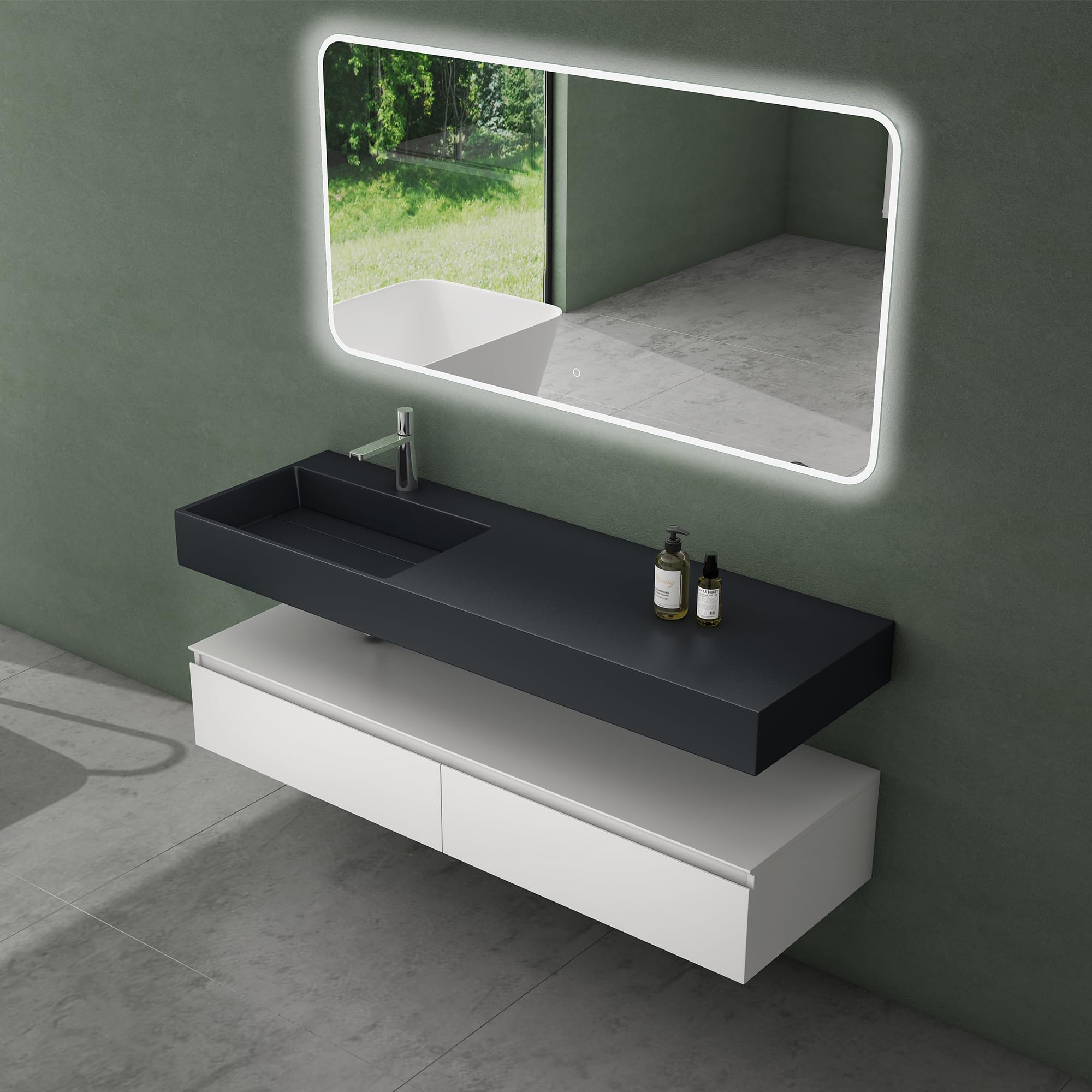 Sogood Meuble De Salle De Bains Blanc Mat Ensemble De 2 Pièces Meuble