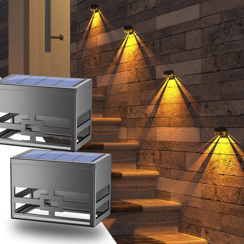 Zestaw 2 zewnętrznych lamp solarnych LED, wodoodpornych IP65, idealnych na taras, do ogrodu, na trawnik i podwórko (światło ciepłe 3 000 K)