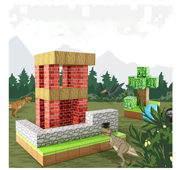 100 blocs de construction magnétiques, jouets de blocs de construction de blocs magnétiques Minecraft, cadeaux d'anniversaire et de noël pour enfants - 3