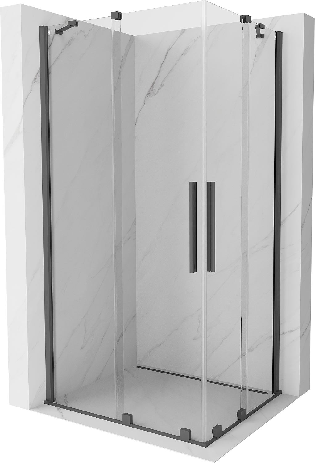 Mexen Velar Duo kabina prysznicowa rozsuwana 90 x 80 cm, transparent, gun gray szczotkowana - 871-090-080-02-66