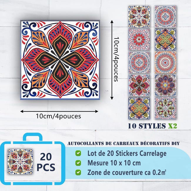 20 adesivi per piastrelle da cucina e bagno, adesivi murali in PVC impermeabili, decorazione autoadesiva (10x10 cm, blu) | Leroy Merlin 20 adesivi per piastrelle da cucina e bagno, adesivi murali in PVC impermeabili, decorazione autoadesiva (10x10 cm, blu) | Leroy Merlin