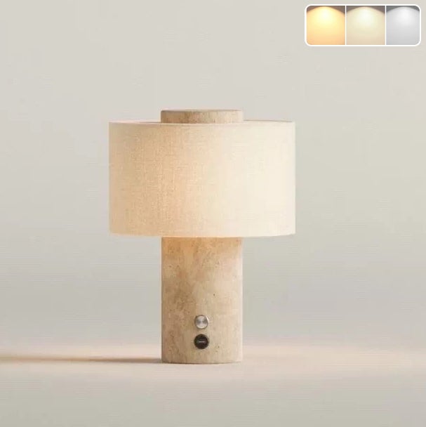 Leroy Merlin Lámpara de mesa inalámbrica regulable, lámpara de mesita de noche de piedra de lujo, lámpara de escritorio recargable, 3 temperaturas de color. 