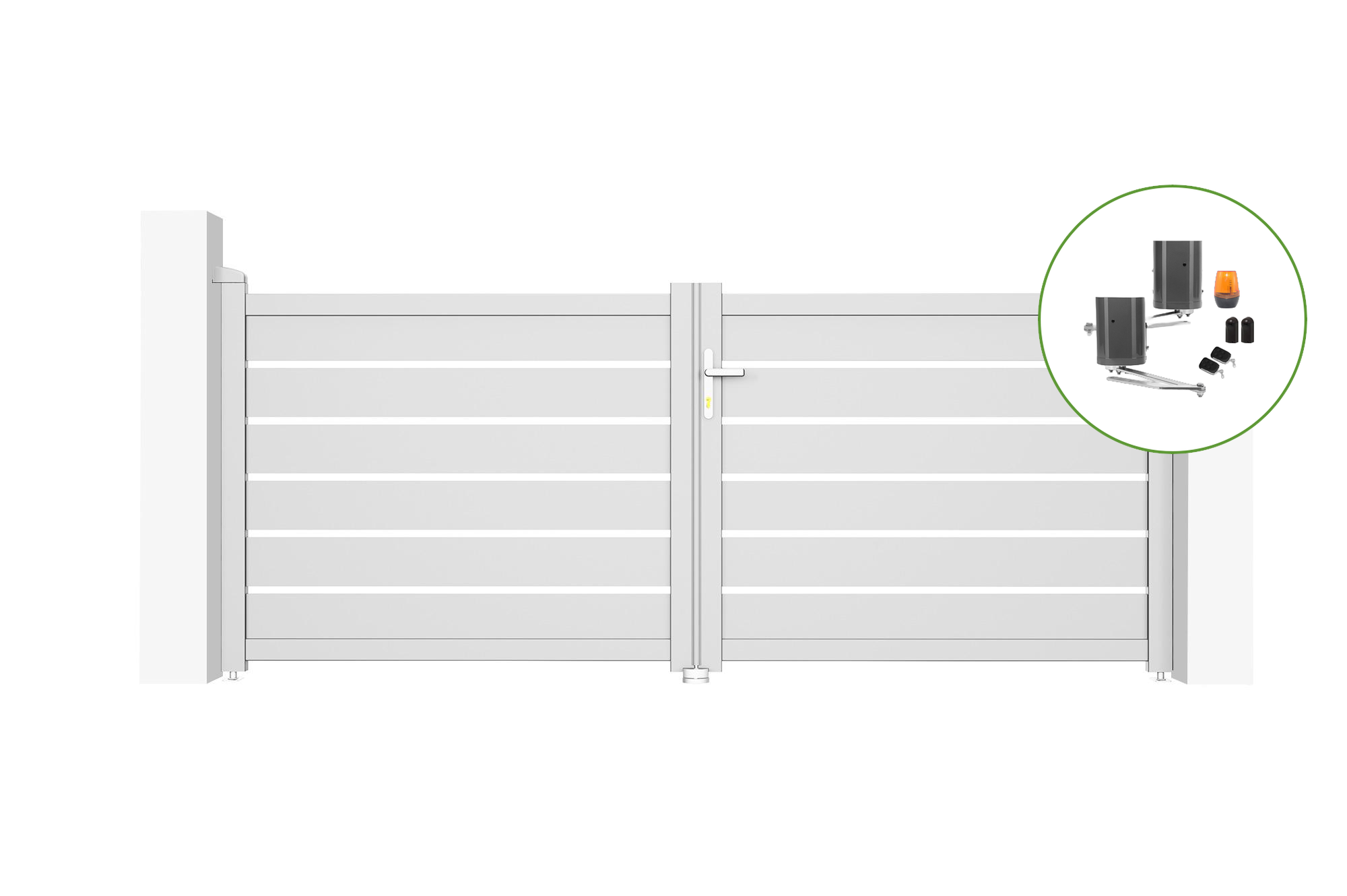 Biała elektryczna brama skrzydłowa VOGEL 300B120 + napęd BUNKER B500