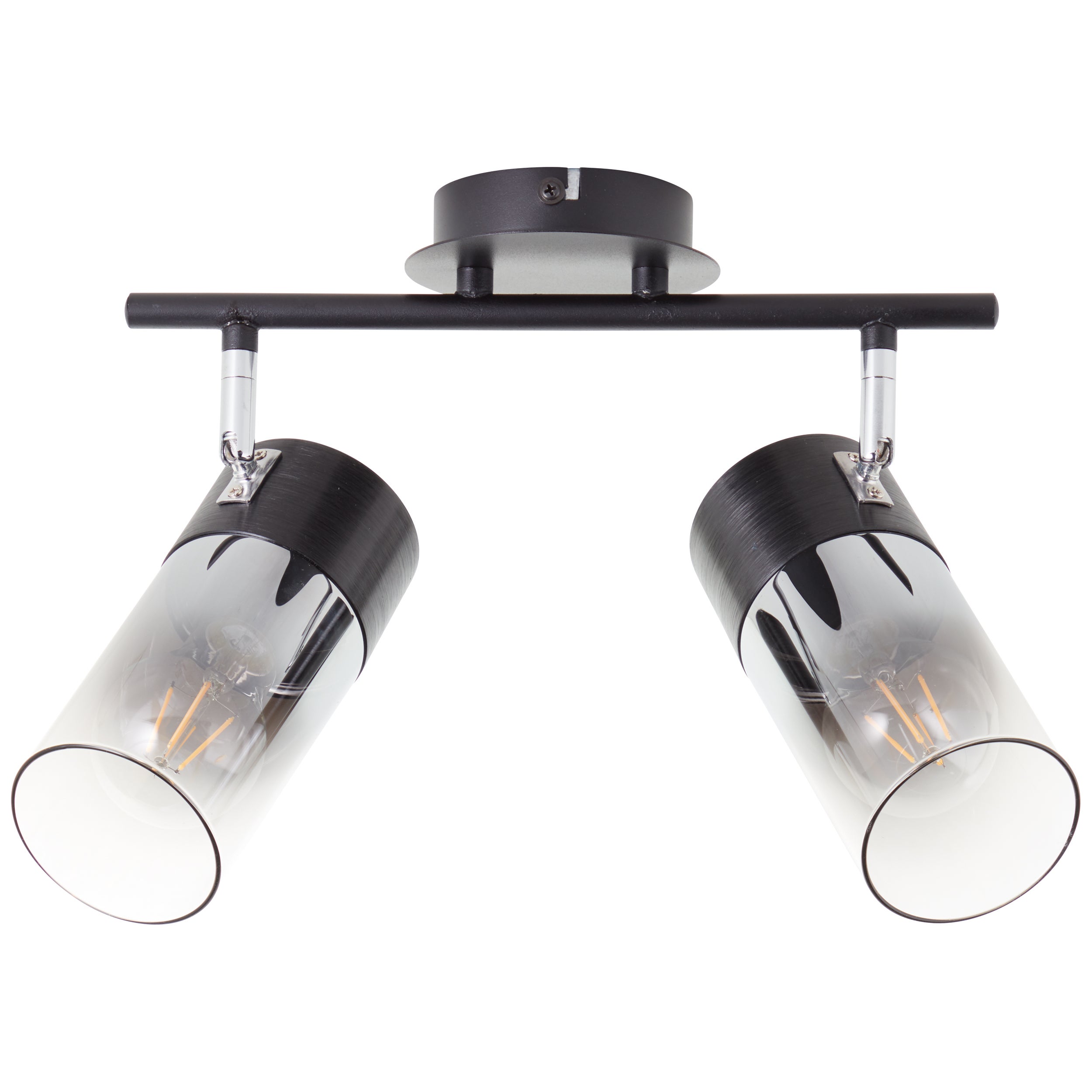 Lampa Brilliant Alia spot bar 2 lampy czarny/dymione szkło drewno/czarny metal 2x A60, E27, 40 W - 2