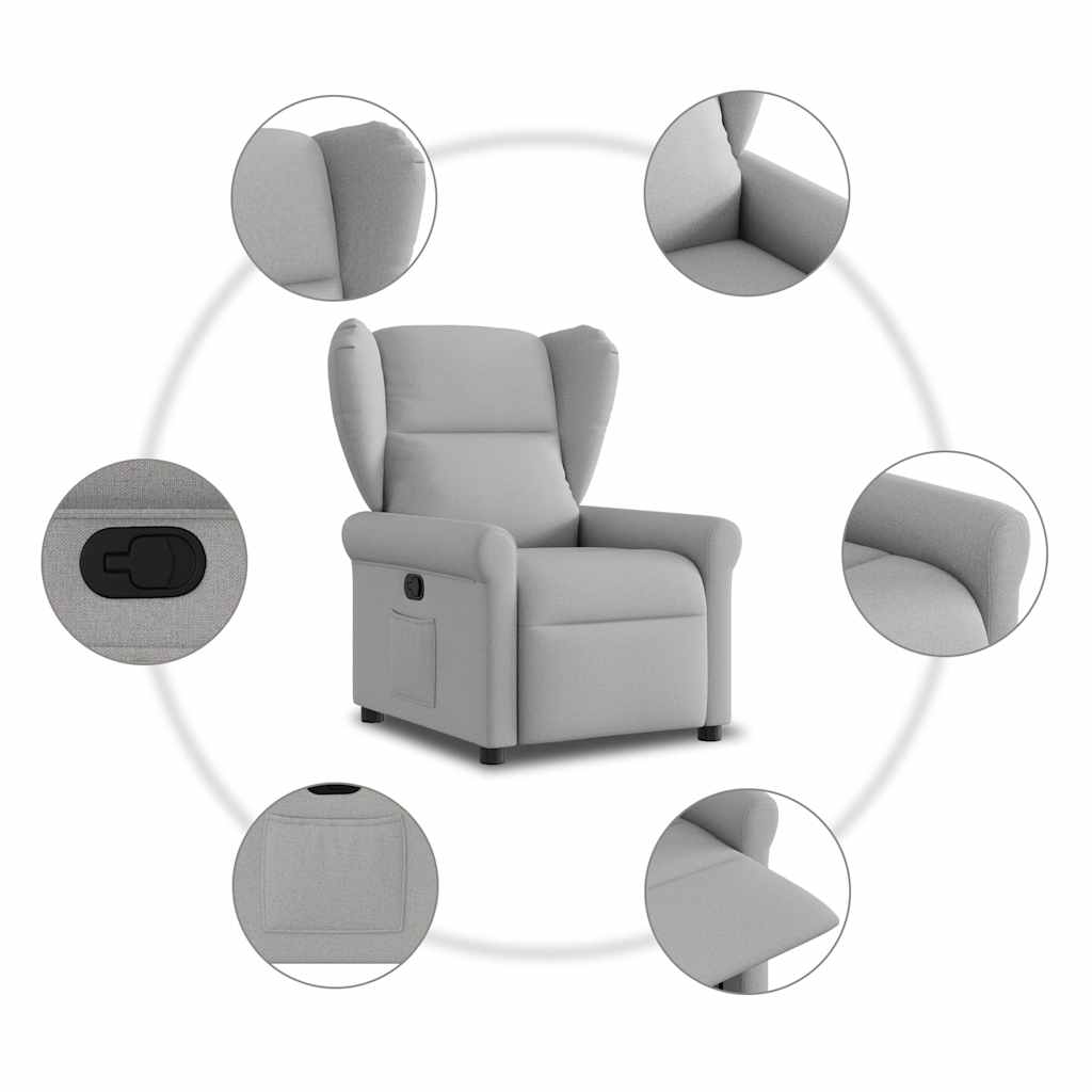 Fauteuil de télévision | Fauteuil inclinable gris nuage tissu CFW128152 - 7