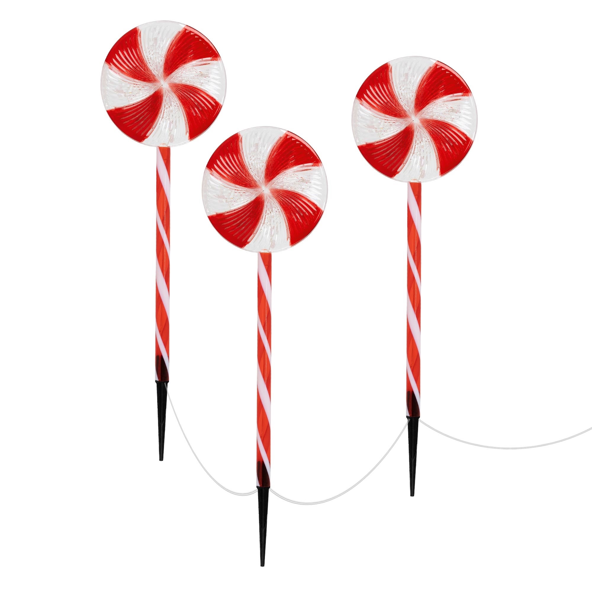 Zestaw 3 lampek choinkowych LED Christmas Candy Lollipop 60 diod LED cieply bial