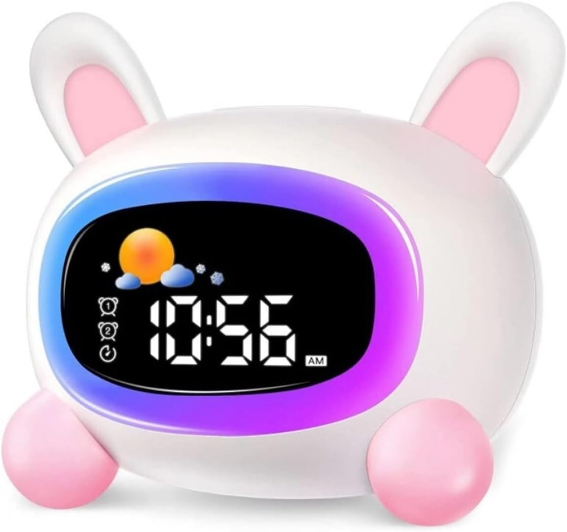Surrme Réveil pour Enfants avec Rabbit, Horloge Numérique pour Chambre d' Enfant (Vert