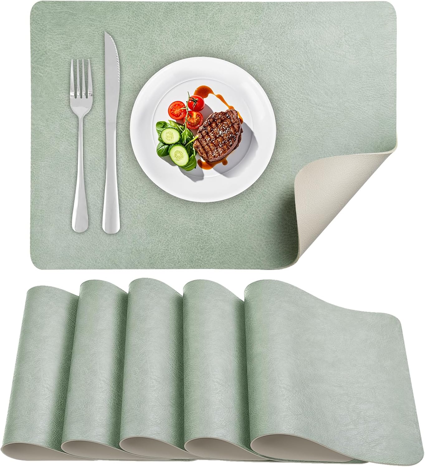 Set de Table Lavable Lot de 6, Simili Cuir, Sets de Table 43×30 cm ...