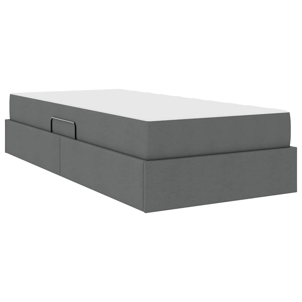 Lit avec rangement et matelas en polyester gris foncé, pour la chambre, 90 × 190 cm - 5
