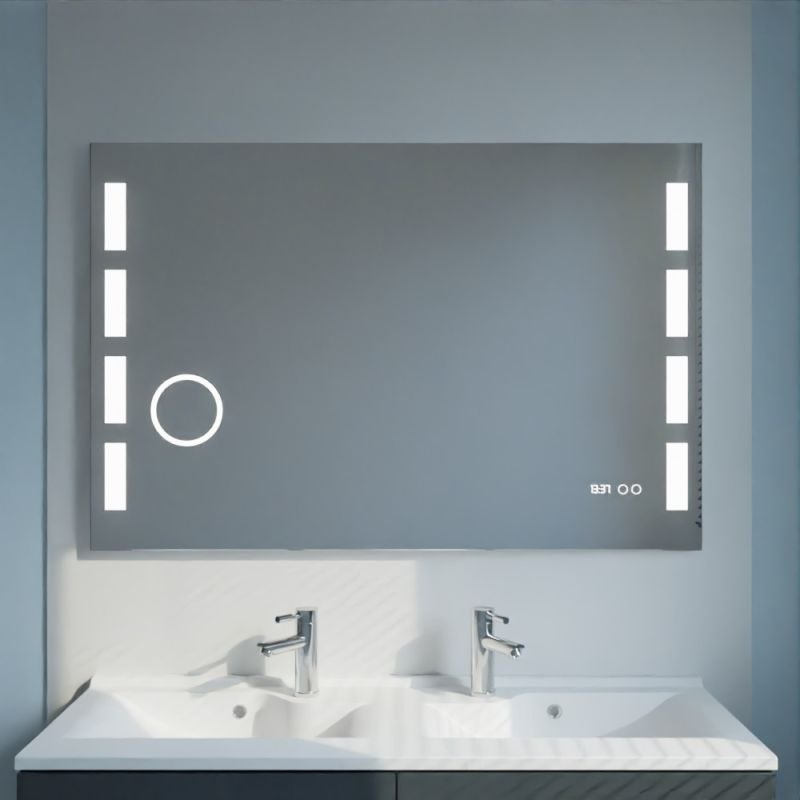 Miroir lumineux EXCELLENCE 120x80 cm - antibuée, loupe et horloge - 2